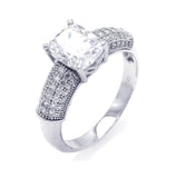 .925 Sterling Silver Rhodium Plated Micro Pave Square Center Cz Ring, <b>size: 5</b>