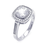 .925 Sterling Silver Rhodium Plated Micro Pave Clear Cluster Square Cz Ring, <b>size: 5</b>