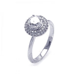 .925 Sterling Silver Rhodium Plated Micro Pave Clear Round Center Cluster Cz Ring, <b>size: 5</b>