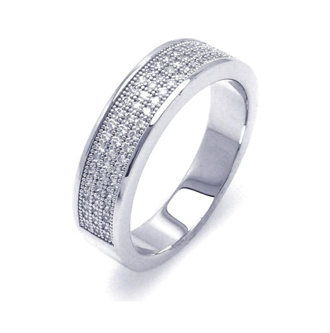 .925 Sterling Silver Rhodium Plated Half Micro Pave Cz Ring, <b>size: 5</b>