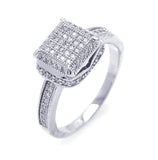 .925 Sterling Silver Rhodium Plated Micro Pave Cz Square Ring, <b>size: 5</b>