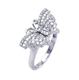 .925 Sterling Silver Rhodium Plated Micro Pave Cz Butterfly Ring, <b>size: 5</b>