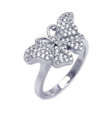 .925 Sterling Silver Rhodium Plated Micro Pave Cz Butterfly Ring, <b>size: 5</b>