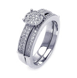 .925 Sterling Silver Rhodium Plated Micro Pave Cz Bridal Wedding Ring Set, <b>size: 5</b>