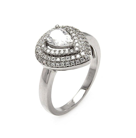 .925 Sterling Silver Rhodium Plated Micro Pave Clear Center Cz Multi Layer Tear Ring, <b>size: 5</b>