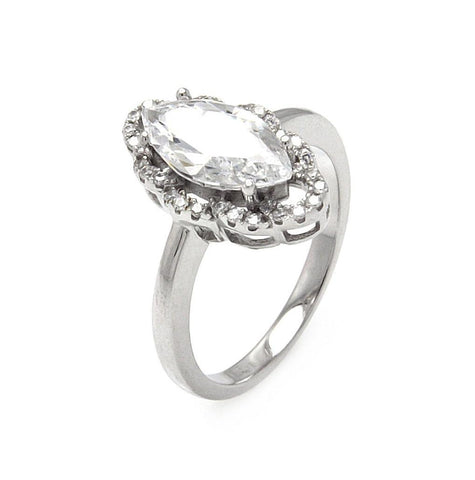 .925 Sterling Silver Rhodium Plated Micro Pave Clear Cz Marquise Ring, <b>size: 5</b>