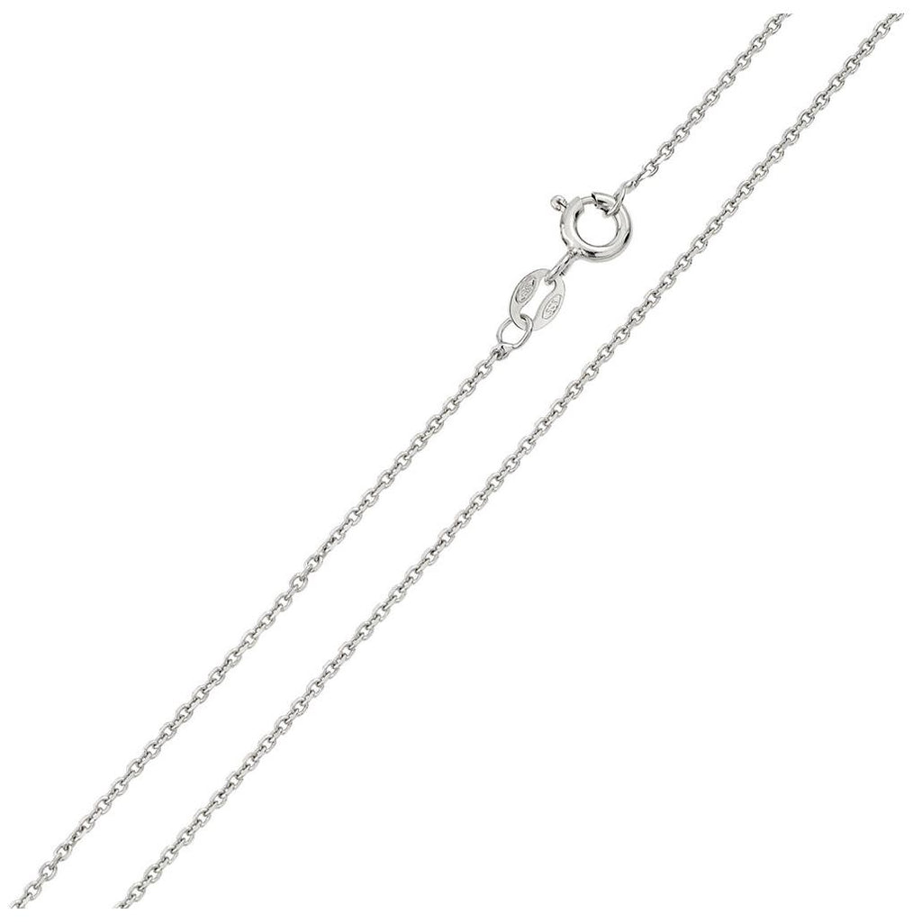 .925 Sterling Silver Rhodium Plated Diamond Cut Anchor Chain 1.35mm, <b>size: 16</b>