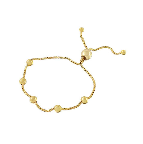 .925 Sterling Silver Gold Plated 8 Beaded Italian Lariat Bracelet