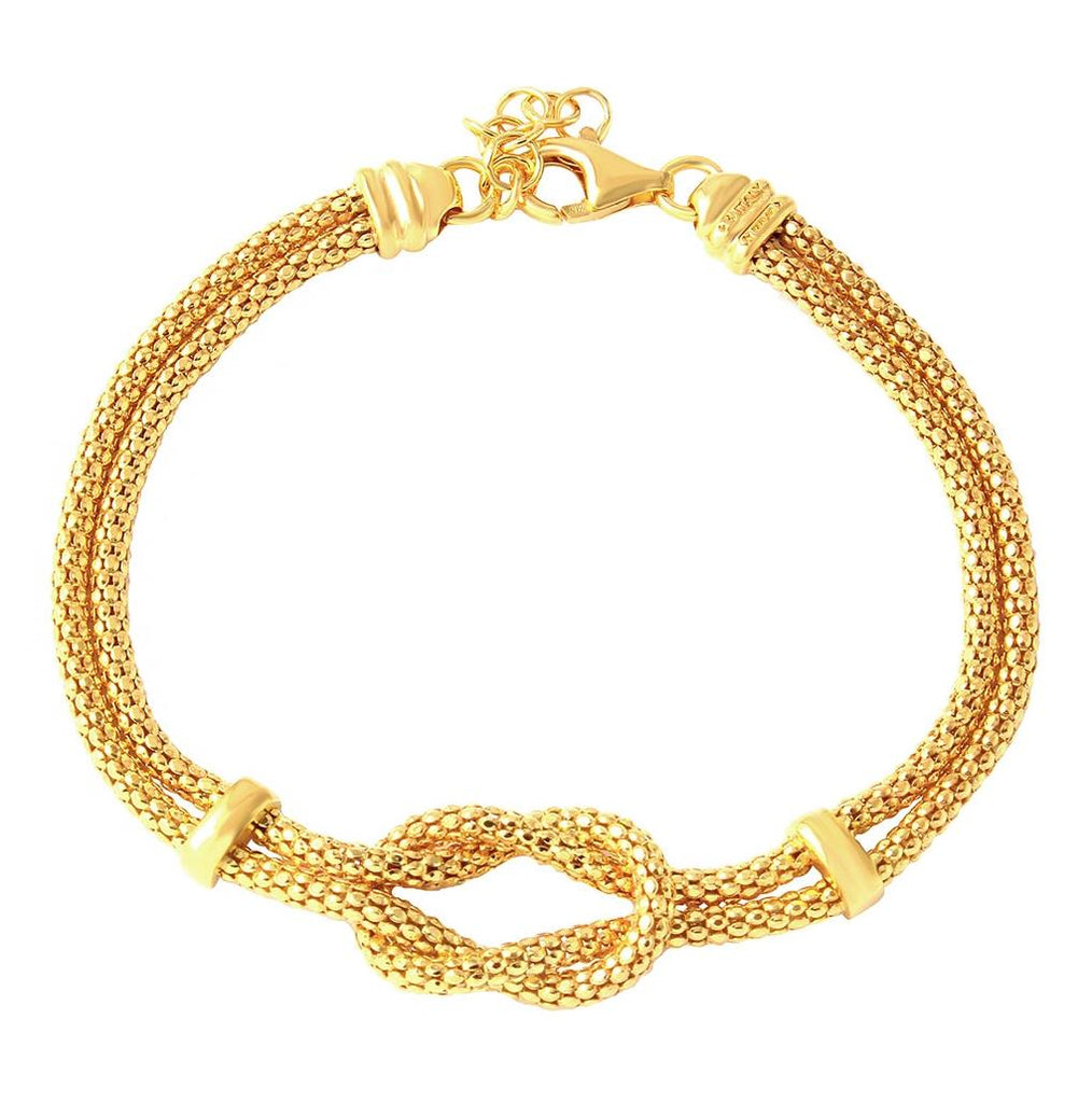 .925 Sterling Silver Gold Plated Knot And Bar Bracelet