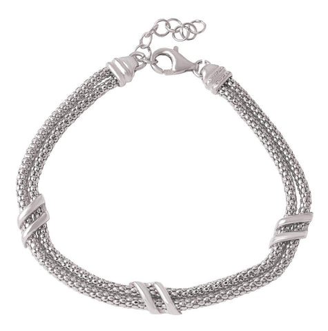 .925 Sterling Silver Rhodium Plated 6 Bar Italian Bracelet