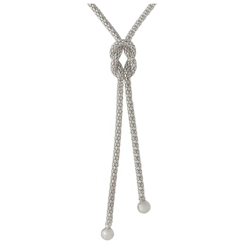 .925 Sterling Silver Rhodium Plated Dangling Knot  Necklace