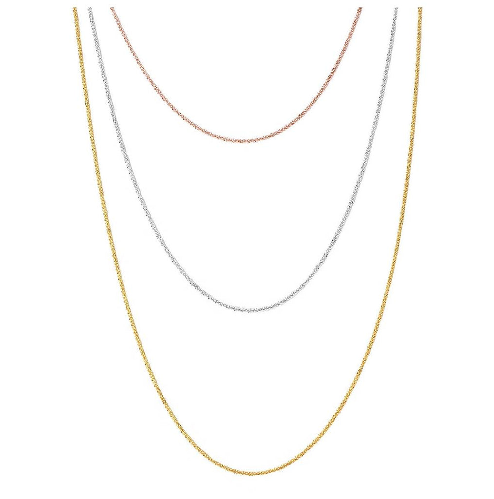 .925 Sterling Silver 3 Toned 3 Strands Roc Chain Necklace