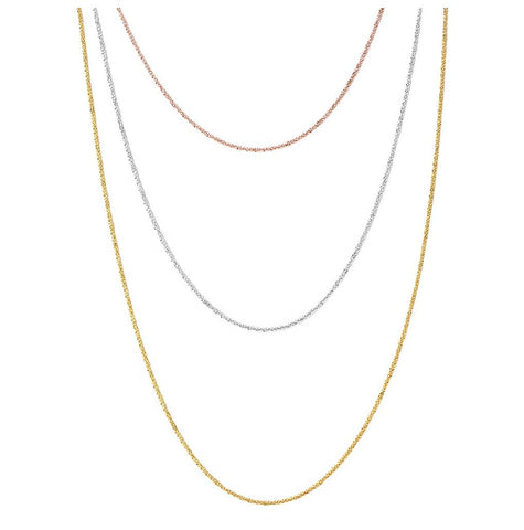 .925 Sterling Silver 3 Toned 3 Strands Roc Chain Necklace