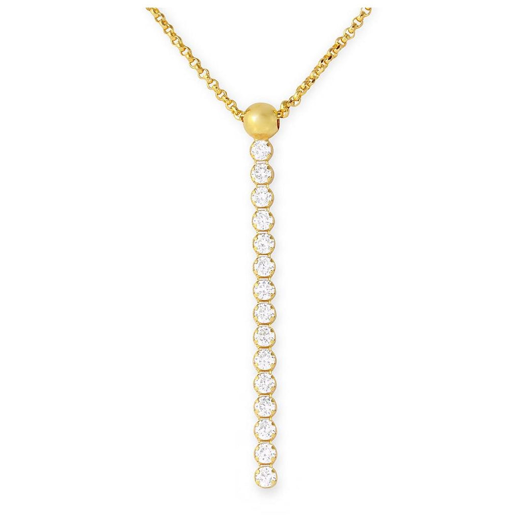 .925 Sterling Silver Gold Plated Cz Drop Necklace