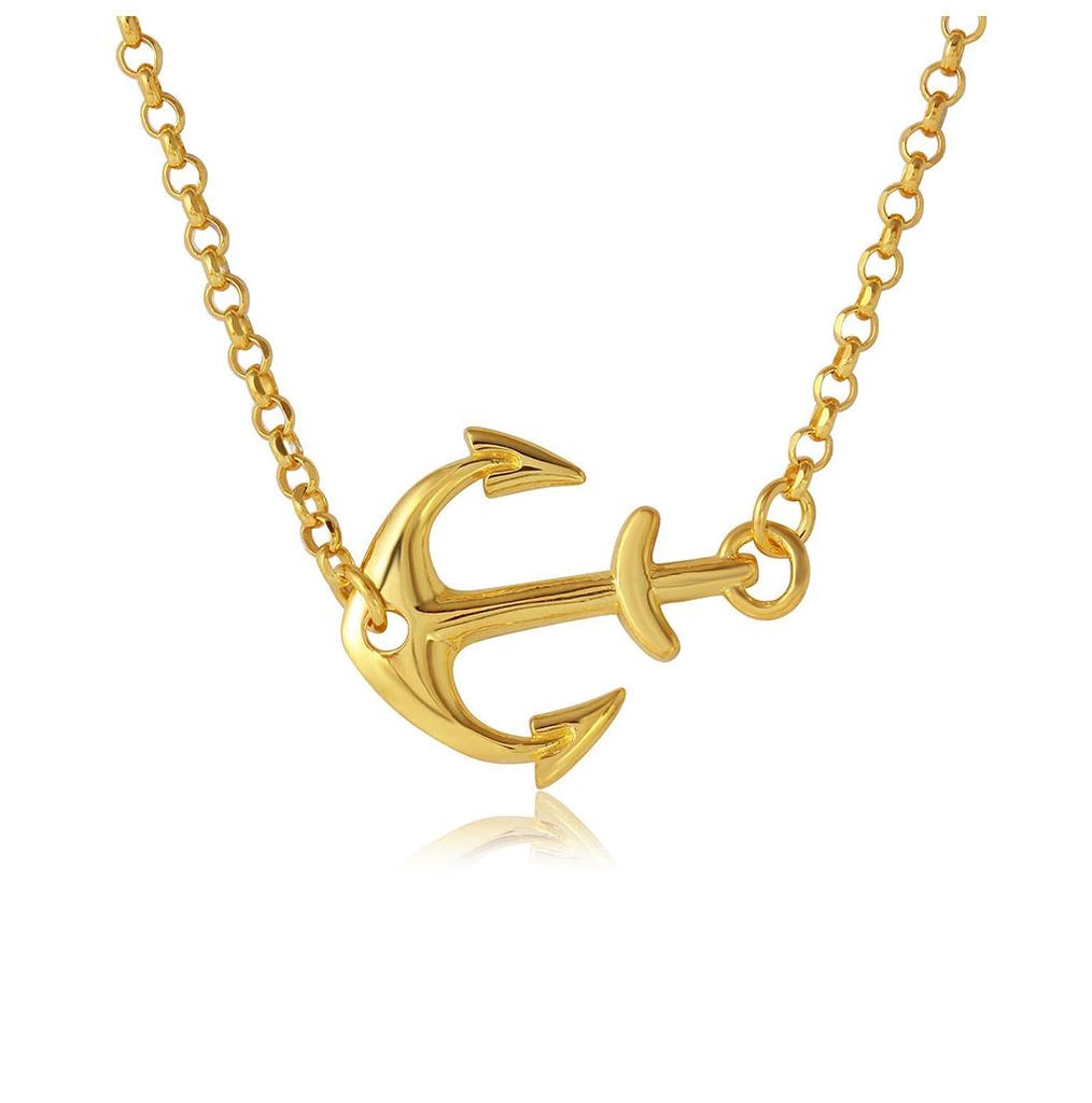 .925 Sterling Silver Gold Plated Anchor Necklace