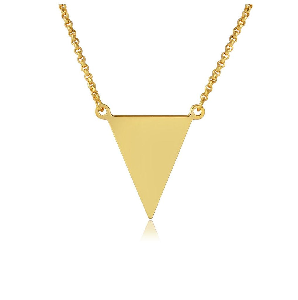 .925 Sterling Silver Gold Plated Triangle Charm Necklace