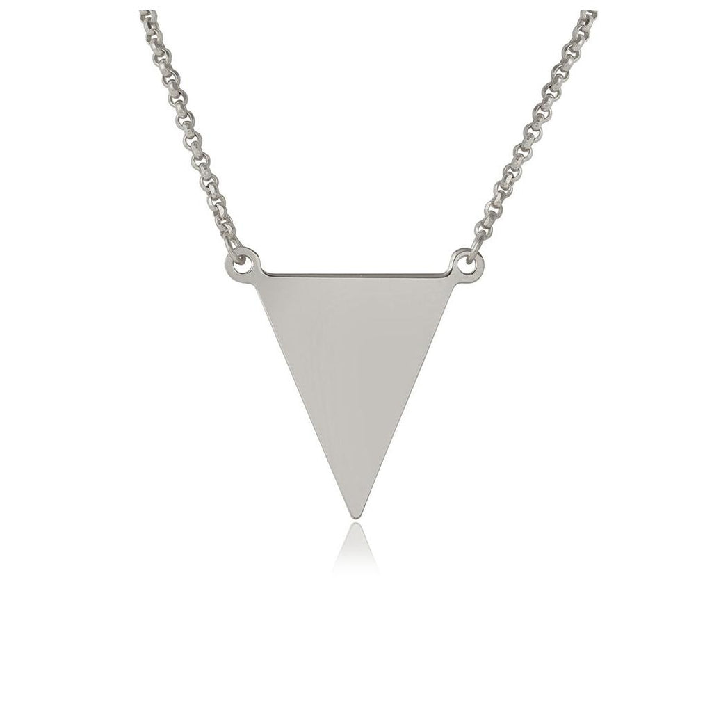 .925 Sterling Silver Rhodium Plated Triangle Charm Necklace