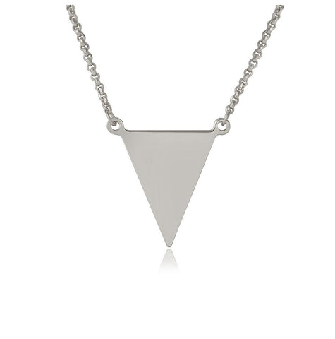 .925 Sterling Silver Rhodium Plated Triangle Charm Necklace