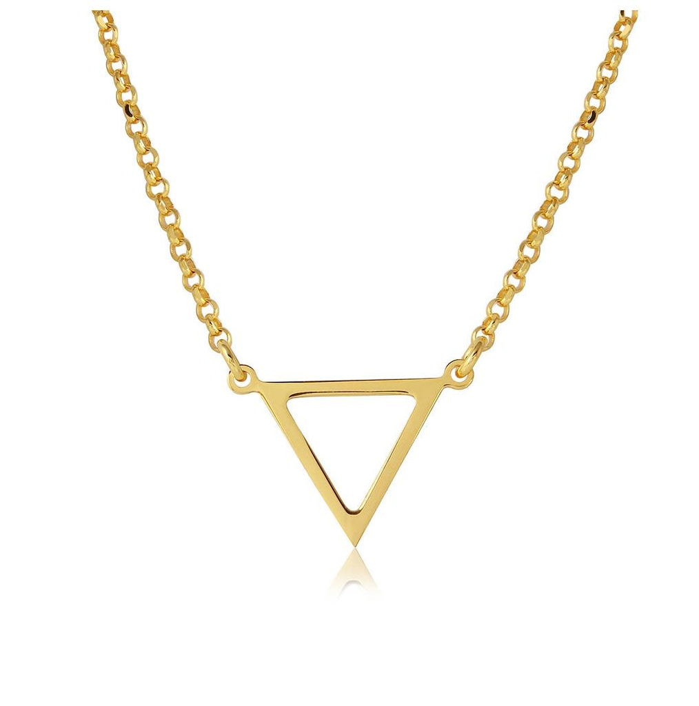 .925 Sterling Silver Gold Plated Open Triangle Charm Necklace