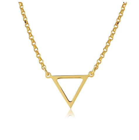 .925 Sterling Silver Gold Plated Open Triangle Charm Necklace