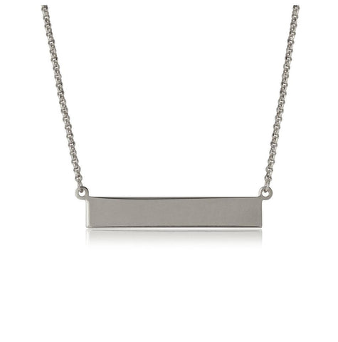 .925 Sterling Silver Rhodium Plated Bar Necklace