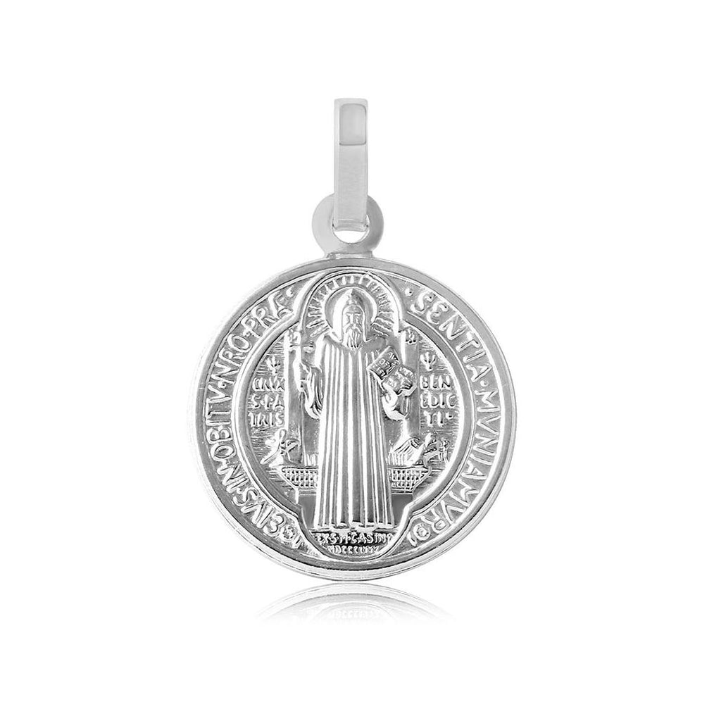 .925 Sterling Silver High Polished Saint Benedict Medallion