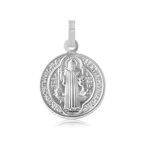 .925 Sterling Silver High Polished Saint Benedict Medallion