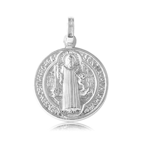 .925 Sterling Silver High Polished Saint Benedict Medallion