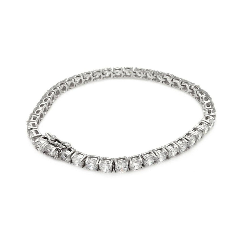 Brass Rhodium Plated Clear Cz Tennis Bracelet