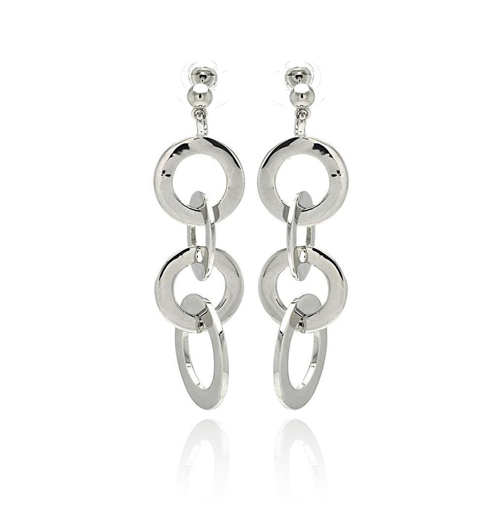 Rhodium Plated Brass Multi Circle Link Earring