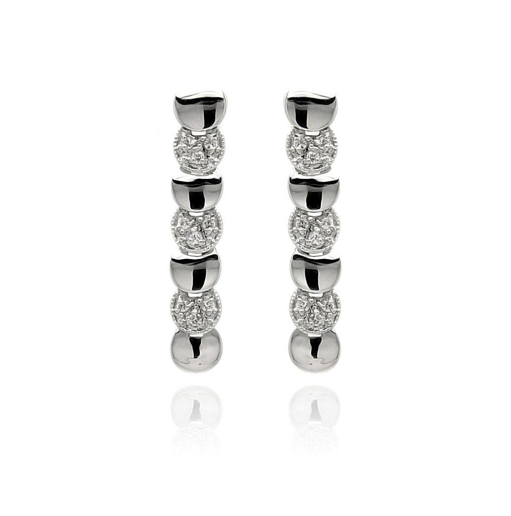 Rhodium Plated Brass Clear Cz Multi Disc Earring