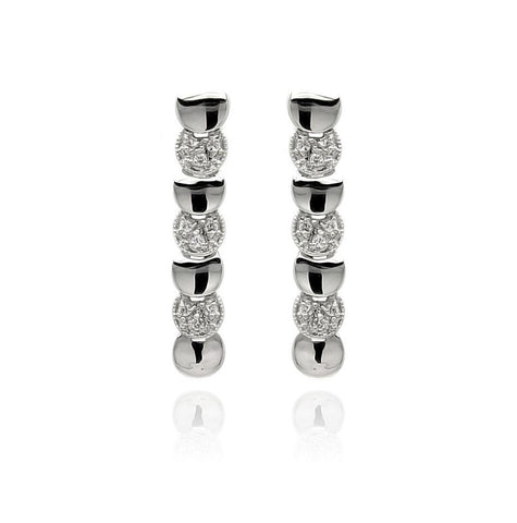 Rhodium Plated Brass Clear Cz Multi Disc Earring