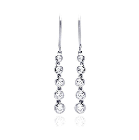 Rhodium Plated Brass 5 Clear Cz Earring