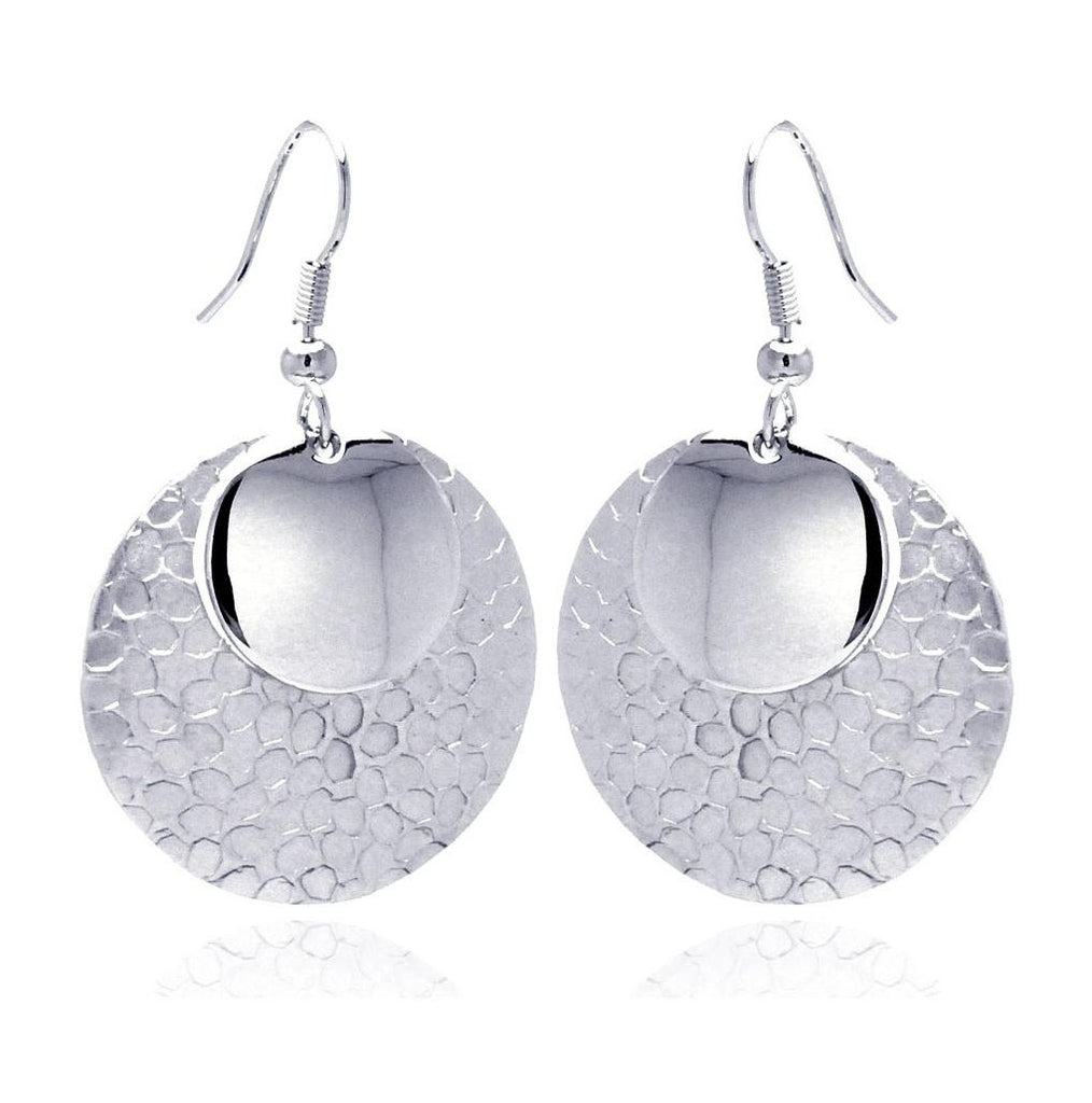 Rhodium Plated Brass Hanging Disc Earring