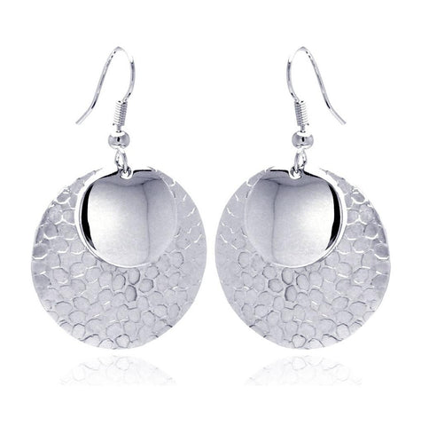 Rhodium Plated Brass Hanging Disc Earring