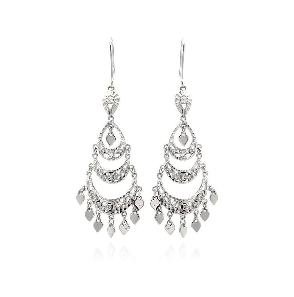 Rhodium Plated Brass Clear Cz Chandelier Earring