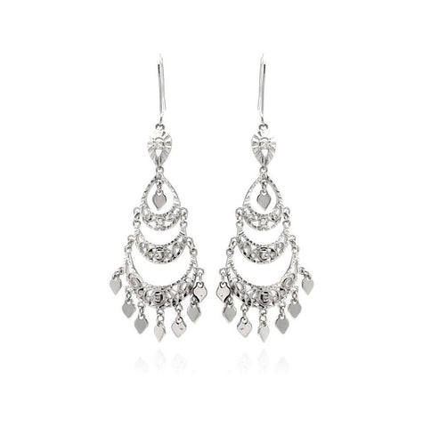 Rhodium Plated Brass Clear Cz Chandelier Earring