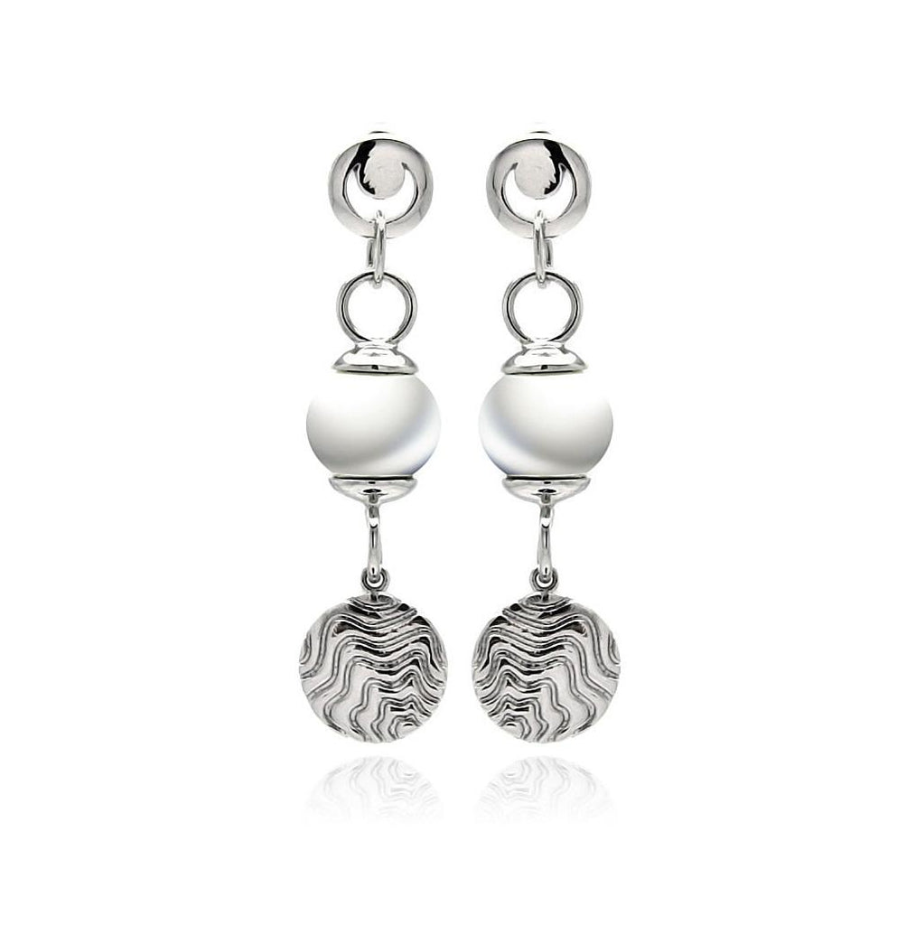 Rhodium Plated Brass Hanging Pearl Earring