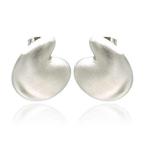 Rhodium Plated Brass Matte Finish Disc Like Earring