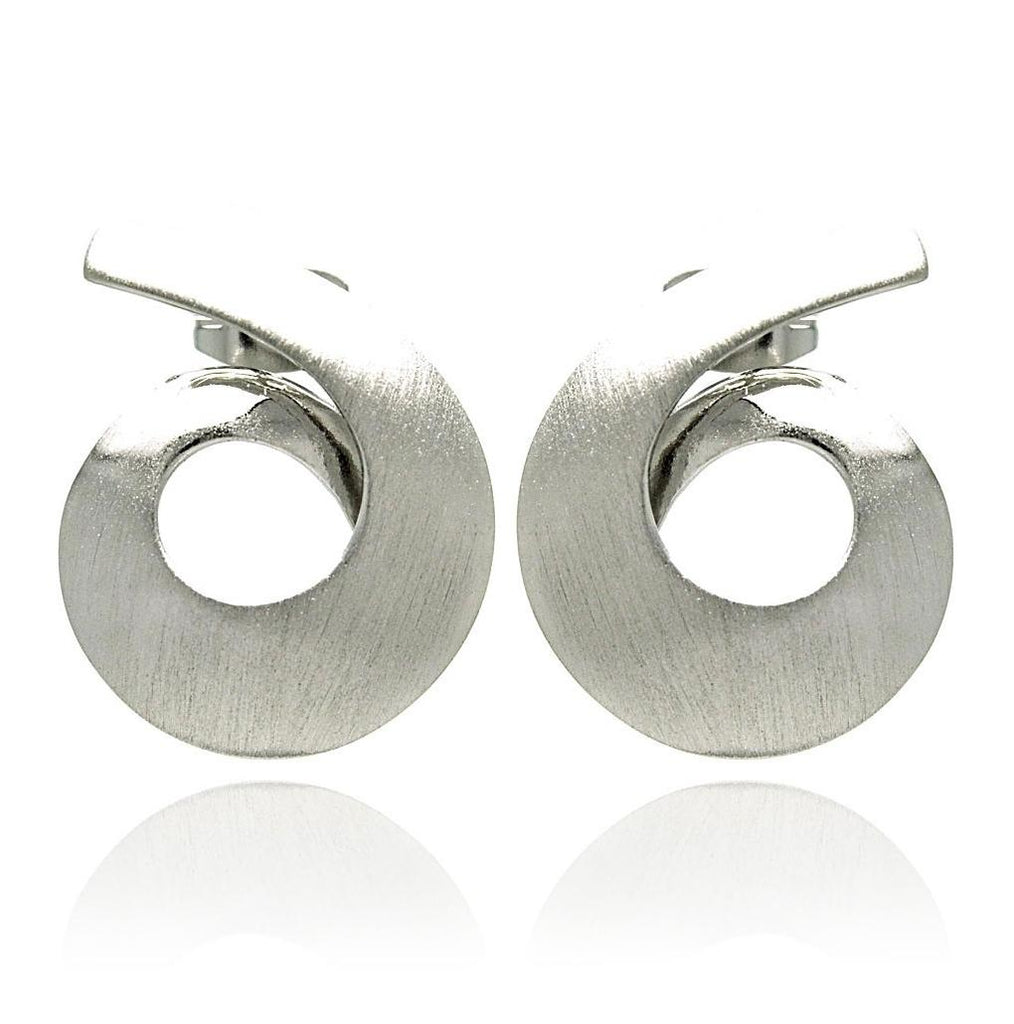 Rhodium Plated Brass Matte Finish Spiral Earring