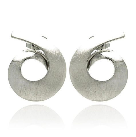 Rhodium Plated Brass Matte Finish Spiral Earring