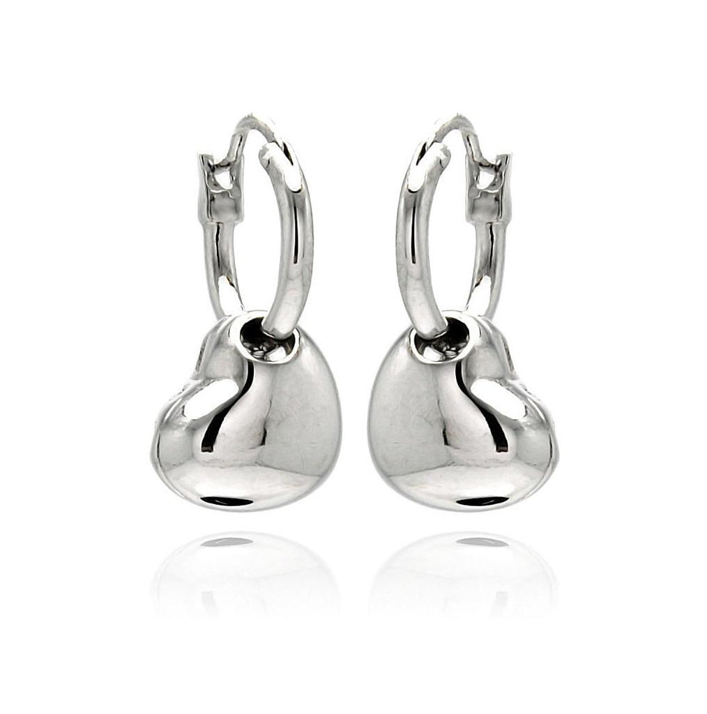 Rhodium Plated Brass High Polished Heart Shape Earring