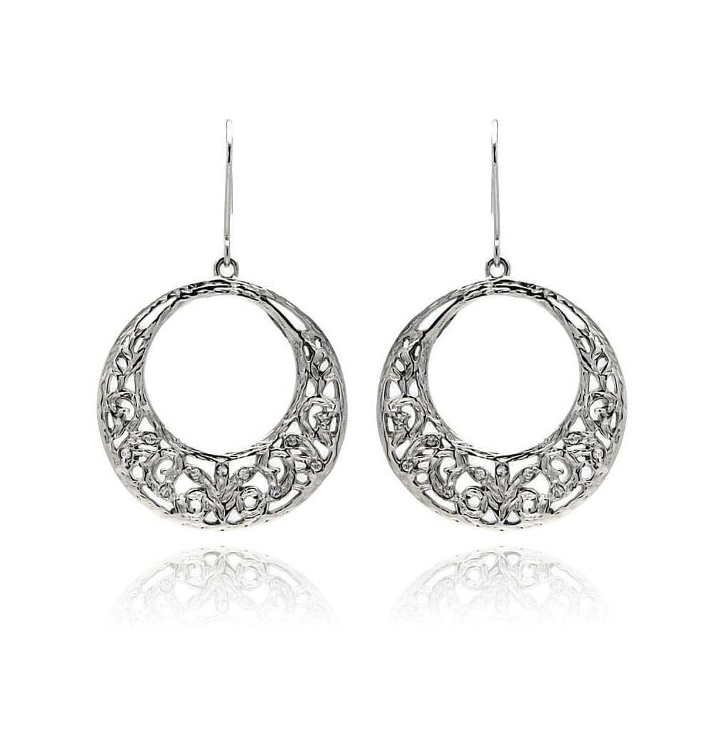 Rhodium Plated Brass Open Circle Earring