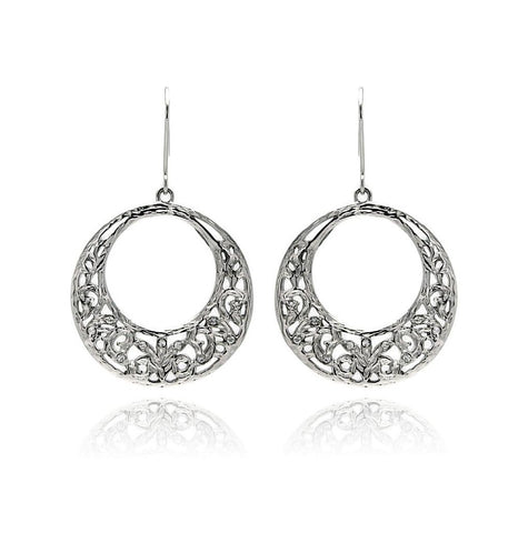 Rhodium Plated Brass Open Circle Earring