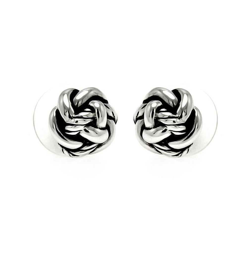 Rhodium Plated Brass Knot Earring