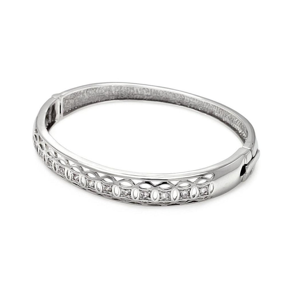 Brass Bangle Multiple Square Clear Cz Bracelet