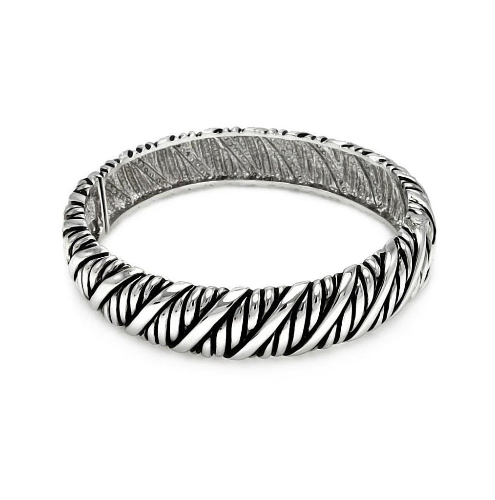 Black & Silver Rhodium Plated Brass Rope Design Bracelet