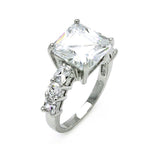 Rhodium Plated Brass Princess Cut Cz Bridal Ring, <b>size: 5</b>