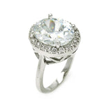 Rhodium Plated Brass Round Cluster Clear Cz Bridal Ring, <b>size: 5</b>