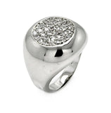 Rhodium Plated Brass Circle Clear Cz Dome Ring, <b>size: 5</b>